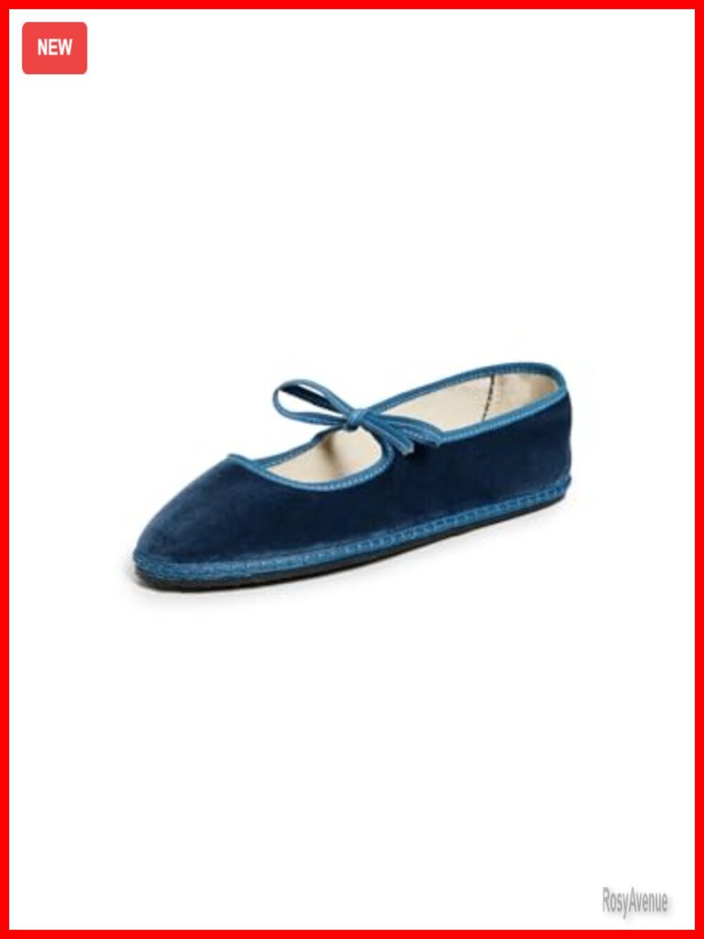 Women's Velvet Mary Jane Flats with Grosgrain Tie and Rubber Sole